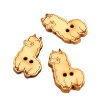 Lot de 6 boutons en bois 2cm x 1,8cm lama