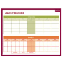 Ardoise Effaçable A Sec Mesures Et Conversions 26,5 X 21Cm