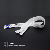 Fermeture éclair Z68 - Séparable 6mm double curseur - 75 cm