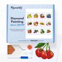 Figured’Art Mini Série Diamond Painting - Coffret Premium 12 toiles de 15x18cm Fruits - Broderie Diamant avec Strass Carrés - Kit Complet