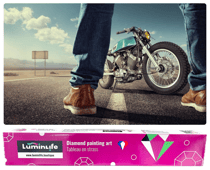 Diamond Painting Broderie Diamant LUMINLIFE 101x50cm, 5D, diamants ronds - Biker