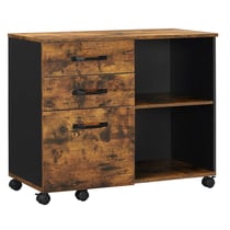 Caisson 3 tiroirs meuble rangement bureau avec compartiments ouverts sideboard pour format