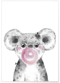 Affiche 'Bulle de Koala Rose' | A3 : 29,7x42cm