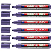 Lot de 6 marqueurs permanents - EDDING - Violet - Pointe biseautée 1-5 mm