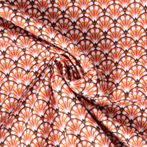Tissu Coton imprimé Arty éventails Gaudi sur fond Terracotta