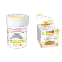 Colorant alimentaire en poudre jaune pastel + paillettes dorées
