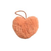 Pompon fourrure artificielle cœur 45x 65mm orange fluo