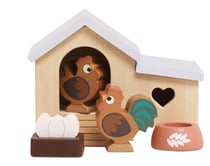 Poulailler avec poule oeufs et coq -