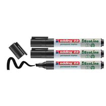 Lot de 3 marqueurs permanents pointe biseautée 1-5 mm - EDDING - EcoLine - Noir