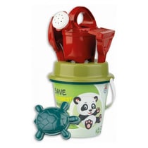 Seau de plage garni save the sea animaux de la foret 17 cm - 5 accessoires - jeux de sable
