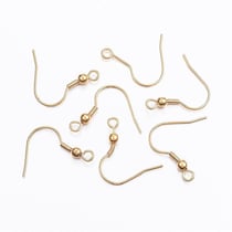 10 CROCHETS BOUCLES D'OREILLES metal dore 20 mm Acier Inoxydable 304 plaqué or 24 k - bijoux perles