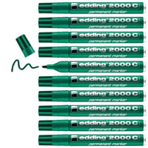 Lot de 10 marqueurs permanents EDDING 2000C - Pointe ronde 1,5-3 mm - Corps aluminium - Vert