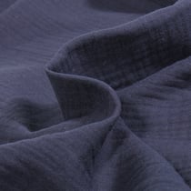 Tissu Double gaze de coton uni Bleu marine