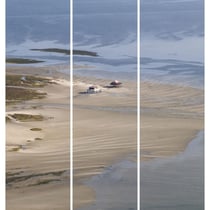 Triptyque sur toile cabanes bassin 90x97 cm