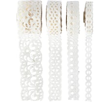 Ruban dentelle, L : 8-23 mm, blanc, 4x2 m/ 1 Pq.