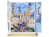 Peinture par Numéro Figured'Art - Rue de l'Épicerie, Rouen - Camille Pissarro - Kit de Loisir Créatif DIY Numéro d'Art Complet - 40x50cm toile roulée + châssis en bois à monter