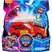 La super pat patrouille le film : marcus et camion pompier son et lumiere - figurine chien - vehicule de luxe - paw patrol the mighty movie