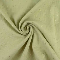Coupon de tissu double gaze de coton, Pois Or Glitter - Laize : 130 cm