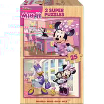 2 puzzles en bois disney : minnie, daisy et figaro 2 x 25 pieces - dessin anime - educa - 17625