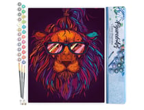 Peinture par Numéro Figured'Art - Lion à lunettes - Kit de Loisir Créatif DIY Numéro d'Art Complet - 40x50cm sans châssis en bois
