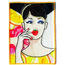 Ecusson thermocollant pin up jaune 7 x 5cm