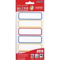 12 étiquettes plastifiées - Couleurs primaires - Ultra-résistantes