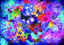 Puzzle 500 pièces - Fleurs et Papillons Colorés - Grafika