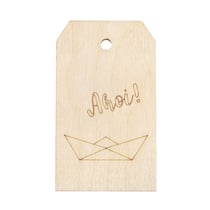 Pendentif en bois "Ahoi" , FSC MixCred, nature, 4,8x8,2cm