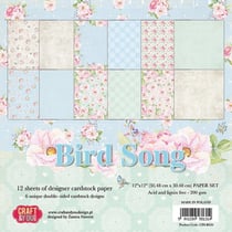 12 papiers imprimés scrapbooking 30 x 30 cm CRAFT & YOU BIRD SONG