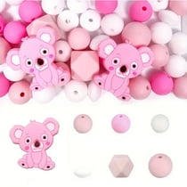 Ensemble de 36 perles en silicone fabrication bijoux fantaisies, attache tétine ROSE BLANC 1111