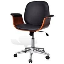 Fauteuil chaise siège de bureau luxe pivotant ergonomique avec accoudoir bois et