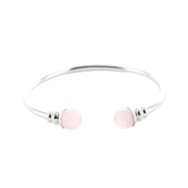 Bracelet cuivre avec Aimants Jonc Métal argenté Perles Quartz Rose - Omsaé