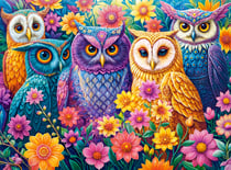 Puzzle 3000 pièces - Flower Owl Meeting - Castorland