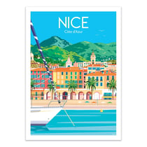 Affiche 50x70 cm - Nice Côte d'Azur - Raphael Delerue