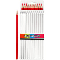 Crayons de Couleur Colortime, L : 17 cm, mine 3 mm, rouge, 12pièces/ 1 Pq.