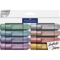 8 surligneurs - Bleu, vert, rose, rouge, violet, gris, jaune - Métallisée - Mine biseautée - Faber-Castell