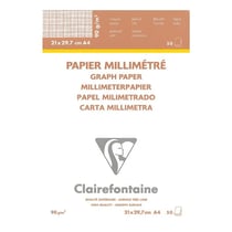 Papier millimétré - A4 - Bloc de 50 feuilles - Dessin, croquis - Clairefontaine