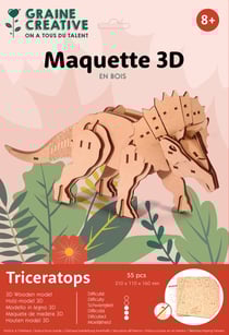 MAQUETTE BOIS 3D TRICERATOPS 55 PCES