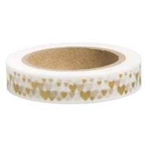 Washi Tape Petit coeurs, or, 10mm, rouleau 15m