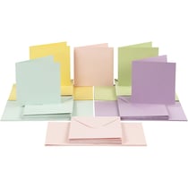 Cartes et Enveloppes - Couleurs Pastels - 15 x 15 cm, Dimension Enveloppes 16X16 Cm - 50 pcs