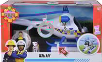 Coffret sam le pompier : l'hélicoptère de police avec sons et lumières et rose + chien - figurine et accessoires - simba