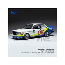 Voiture Miniature de Collection - IXO - VOLVO 240 Turbo - Zolder 1985 - Blanc/Bleu/Jaune