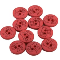 Bouton 2 trous mouton 15mm Rouge
