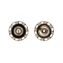 Lot de 6 boutonss pressions strass 24mm couleur noir et or