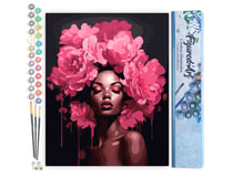 Peinture par Numéro Figured'Art - Femme aux cheveux de pivoines - Kit de Loisir Créatif DIY Numéro d'Art Complet - 40x50cm sans châssis en bois