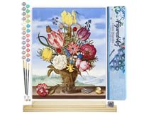 Peinture par Numéro Figured'Art - Bouquet de Fleurs - Ambrosius Bosschaert - Kit de Loisir Créatif DIY Numéro d'Art Complet - 40x50cm toile roulée + châssis en bois à monter