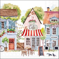 Lot de 4 serviettes en papier découpage collage 33 cm COTTAGES D 106 XL