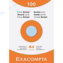 Étui de 100 fiches - bristol quadrillé 5x5 non perforé 210x297mm - Couleurs assorties - Exacompta