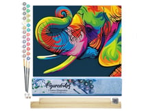 Peinture par Numéro Figured'Art - Eléphant Pop Art - Kit de Loisir Créatif DIY Numéro d'Art Complet - 40x50cm toile roulée + châssis en bois à monter