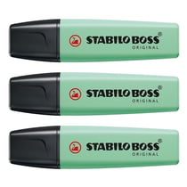 Lot de 3 surligneurs - Pointe biseautée 2 - 5 mm - STABILO BOSS ORIGINAL - Vert pastel